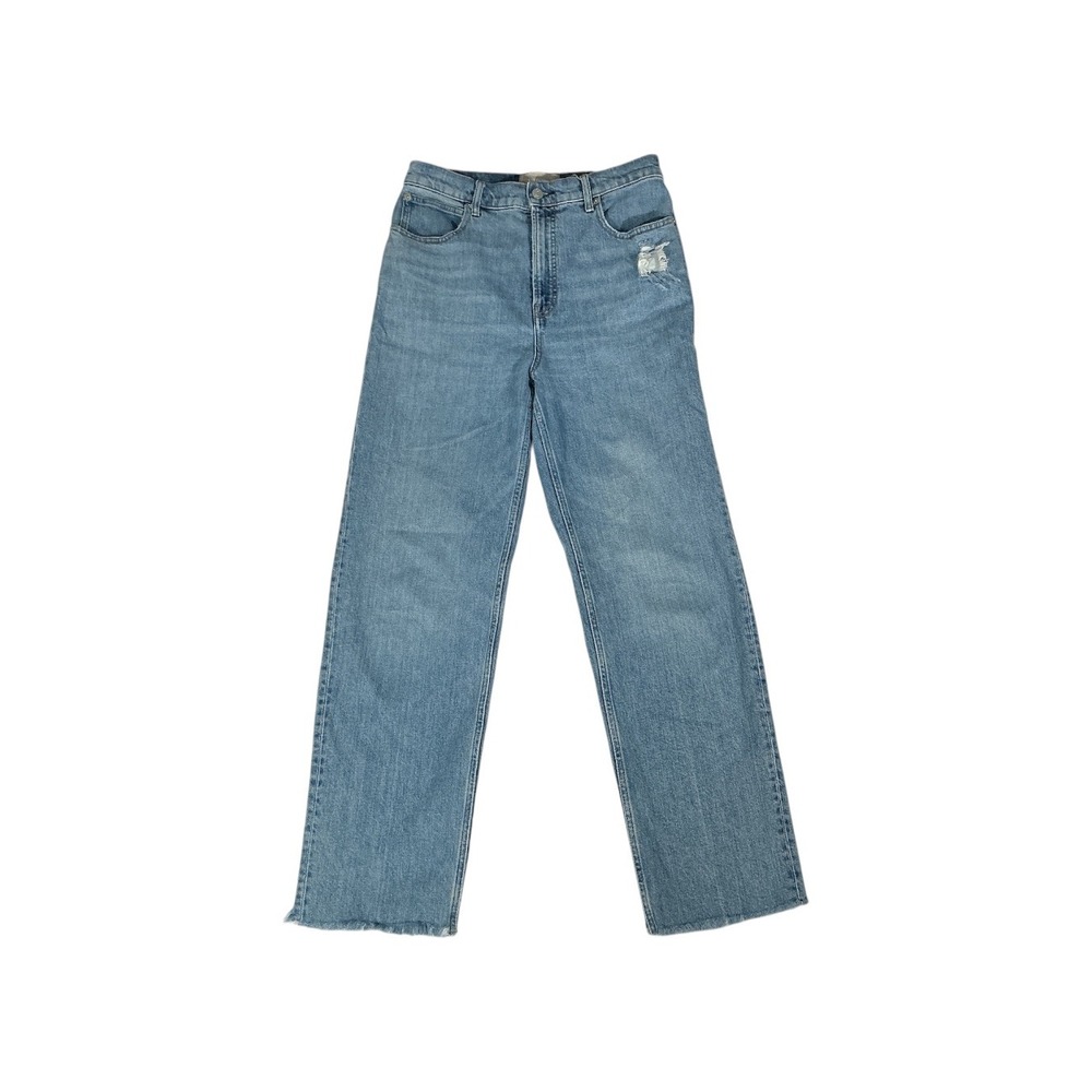 MOTHER The Hustler Ankle Fray Jeans Women's 34 High Rise Wide Leg Distressed